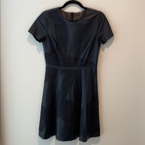 Elie Tahari Navy Leather Dress